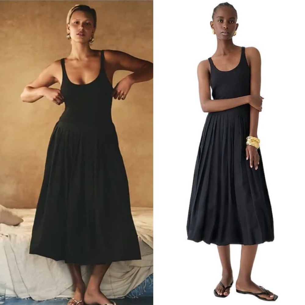 J. Crew Black Fitted Tank Dress with Poplin Bubble Skirt Size XL NEW! With tags!